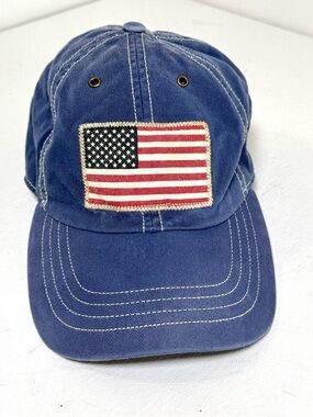 Vintage Polo Ralph
Lauren Blue American Flag
Baseball Cap Cotton Hat With Pony